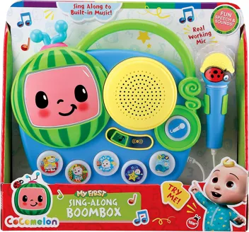 eKids Auxiliary Cocomelon Toy Singalong Boombox with Microphone for Toddlers