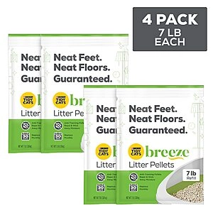 4-Count of 7-Lbs Pouches Purina Tidy Cats Breeze Litter System Refills (Original Pellets) - with Possible 15% S&S Coupon