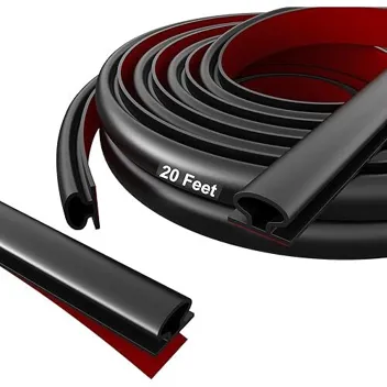 20ft D-Shape Self-Adhesive Weather Stripping (Black)