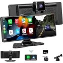 10.26" Apple CarPlay & Android Auto Car Stereo with 4k Dash Cam, 1080p Rear Cam