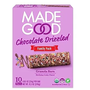 MadeGood Chocolate Drizzled Birthday Cake Flavor Granola Bars Family Pack - 8.5oz/10ct