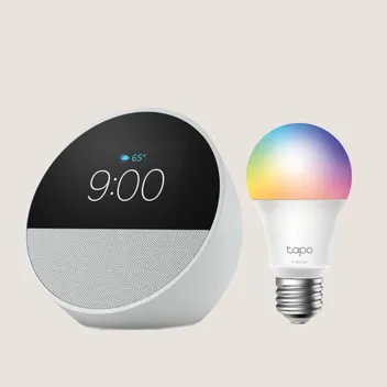 Echo Spot Smart Alexa Alarm Clock + Sengled Smart Bulb