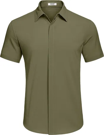 Coofandy Casual Short Sleeve Button Beach Shirt