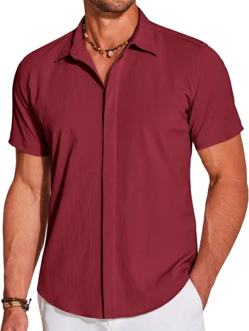 Coofandy Casual Short Sleeve Button Beach Shirt