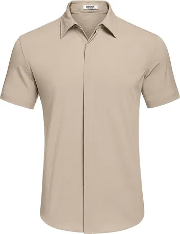 Coofandy Casual Short Sleeve Button Beach Shirt