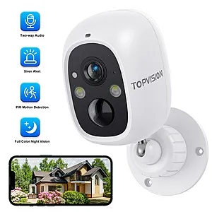 TOPVISION Wireless Security Camera, 2K WiFi Camera for Indoor Outdoor