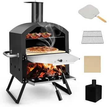 Costway 2-Layer 21"x12"x28" Wood Fired Pizza Oven