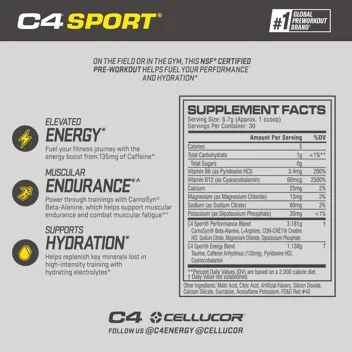 C4 Sport 7.4oz Fruit Punch Pre Workout Powder