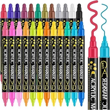 Betem Dual Tip Acrylic Paint Pens Markers (24-Colors)