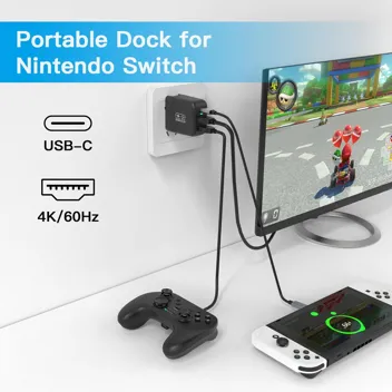 Mirabox 36W Portable TV Dock Charger for Nintendo Switch w/ USB-C to USB-C Cable & More