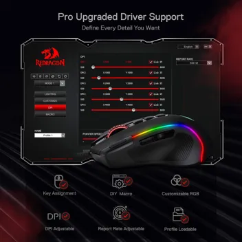 Redragon M612 Predator 8000 DPI Wired Optical RGB Gaming Mouse