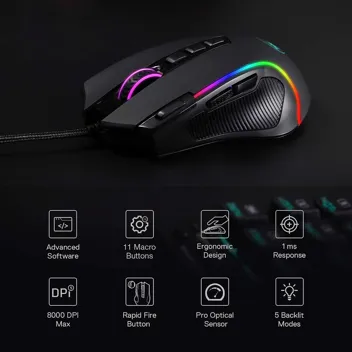 Redragon M612 Predator 8000 DPI Wired Optical RGB Gaming Mouse