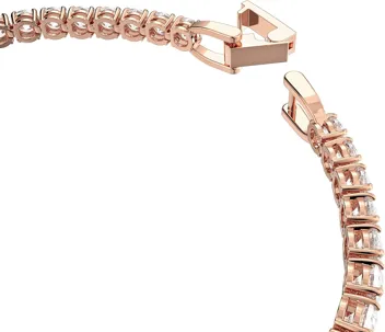 Tennis Bracelet White Crystals w/ Rose-Gold Tone Plated Band