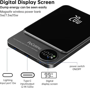 PoCotinu 5000mAh 22.5W Magnetic Power Bank (for iPhone 12 & up)