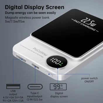 PoCotinu 5000mAh 22.5W Magnetic Power Bank (for iPhone 12 & up)