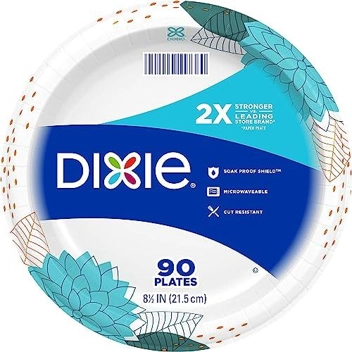 Dixie 8.5" Light Dinner Size Printed Disposable Paper Paper Plates (90-Count)