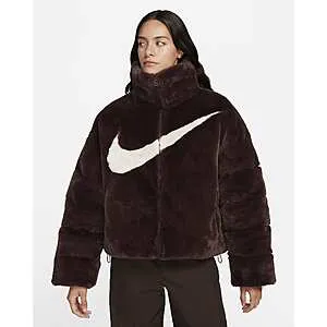 Faux Fur Puffer Jacket (Brown)