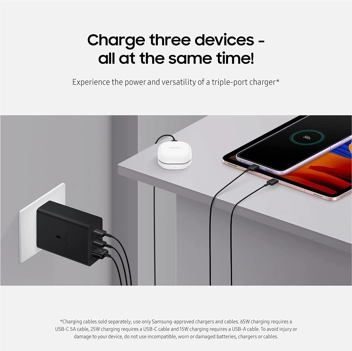 65W 3-Port Super Fast Charging Wall Charger