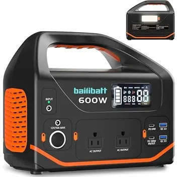 Bailibatt 600W 293Wh Pure Sine Wave AC Portable Power Station