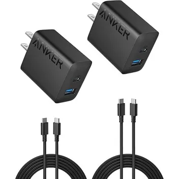 20W Dual Port USB Fast Wall Charger w/ 5ft USB-C Cable