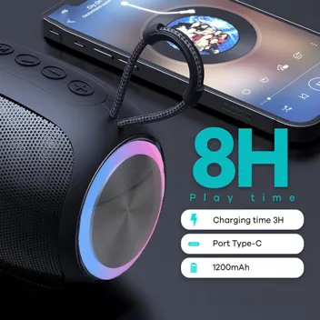 Crlkssjx Bluetooth 5.3 Waterproof RGB Light Portable Speaker